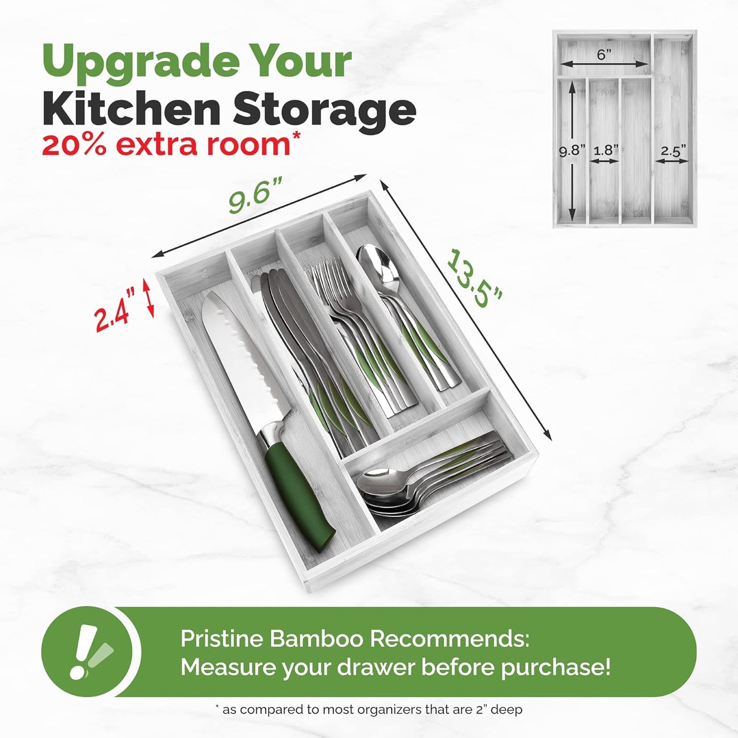 Kitchen Drawer Organizer - Drawer Utensil Organizer and Cutlery Tray - Flatware and Silverware