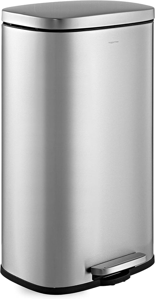happimess HPM1011A Curtis 8-Gallon Step-Open Trash Can with Soft-Close Lid, Modern, Minimalistic