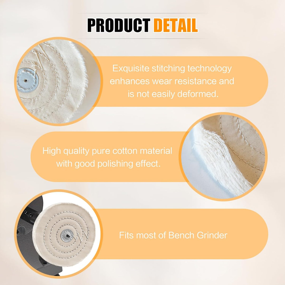 6pcs Buffing Wheel Kit Includes 4pcs 6 Inch Polishing Pads and 2pcs Polishing Compounds, for Bench