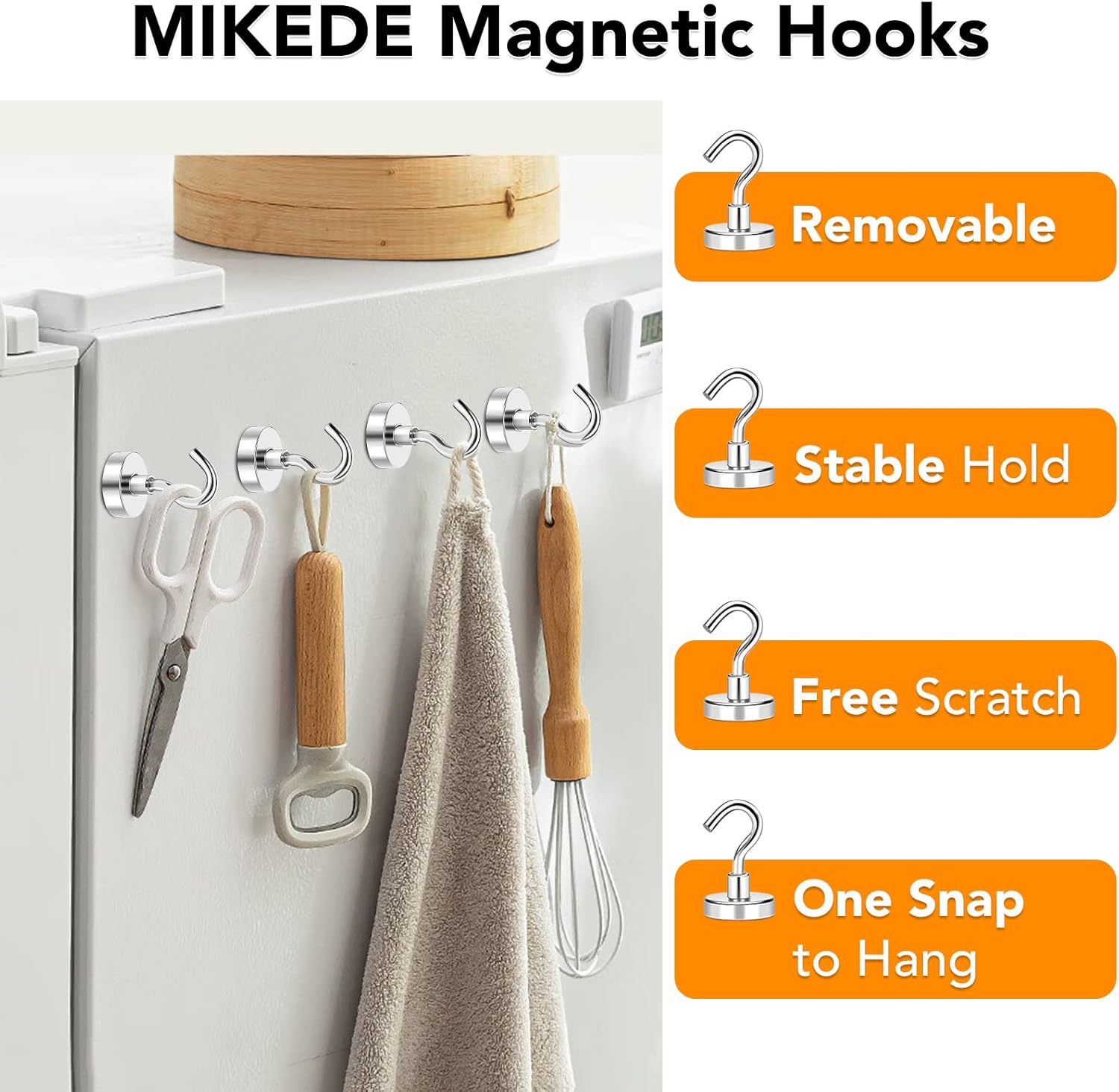 MIKEDE Magnetic Hooks, 40Lbs+ Heavy Duty Magnet Hooks for Cruise Cabins, Super Neodymium Hanging