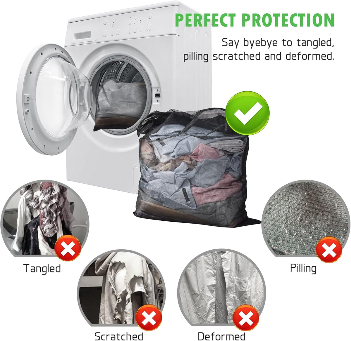 2 Pack Mesh Laundry Bags 24 x 32 inch Laundry Garment Bag Mesh Large Lingerie Wash Bags Zippered
