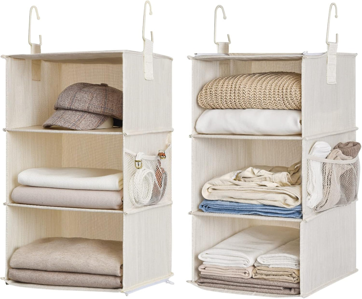 StorageWorks 6-Shelf Closet Organizers, Two 3-Shelf Separable Hanging Shelves for Closet, 12" D x