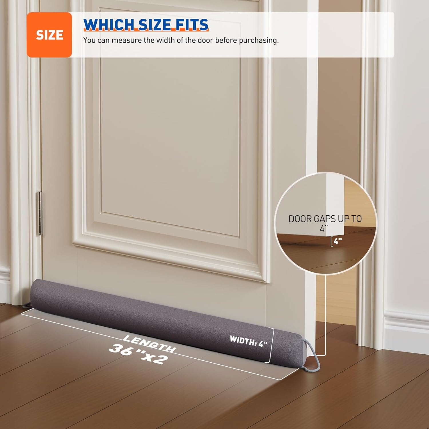 MAGZO Door Draft Stopper, 72 Inch Under Door Draft Blocker Noise Stopper, Weighted Wind Blocker