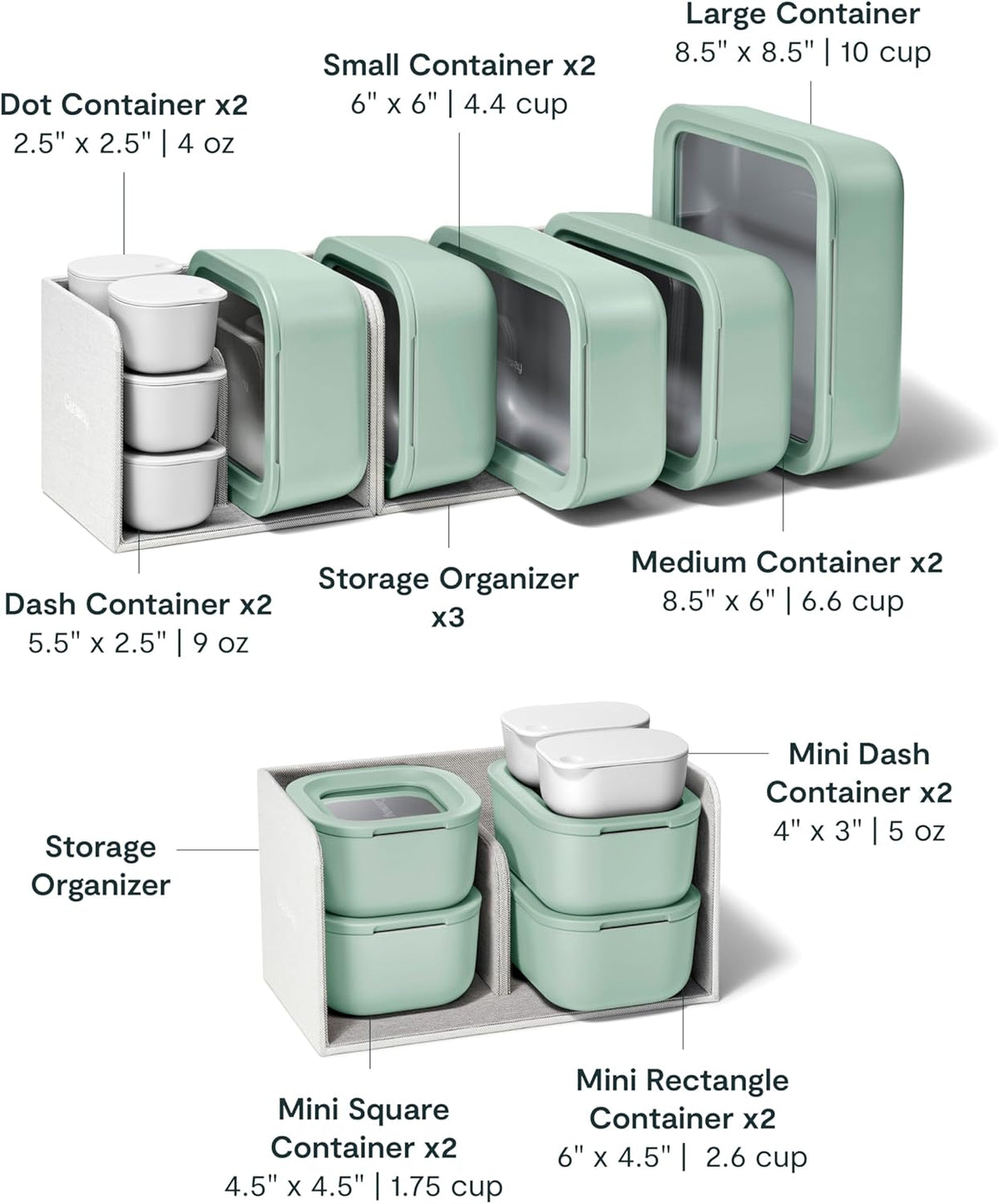 Caraway 25pc Glass Food Storage Set - Non-Toxic Ceramic-Coated Glass - Air Release Technology