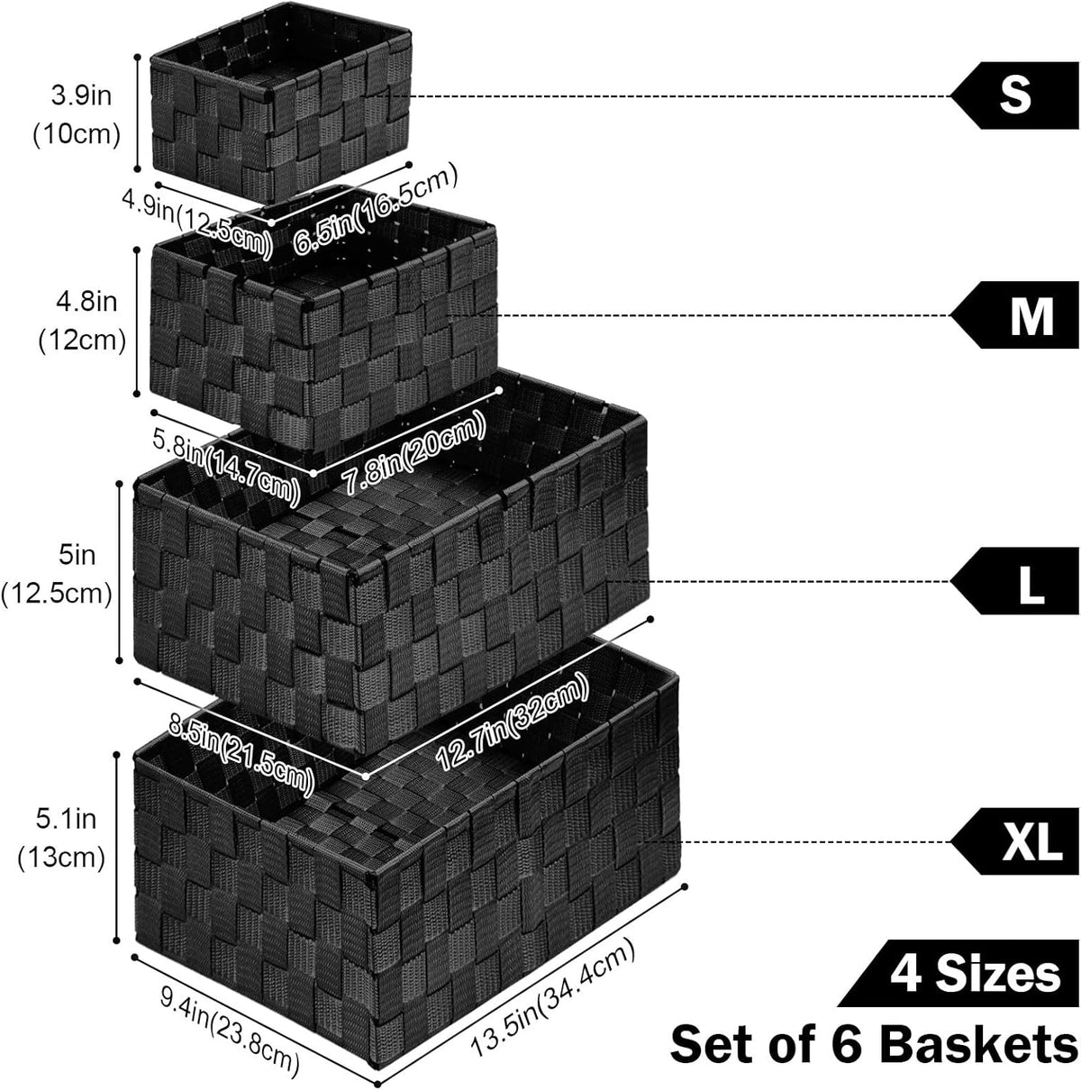 Woven Storage Baskets, Storage Bins, Cube Basket Container Baskets Storage Boxes Organizers for