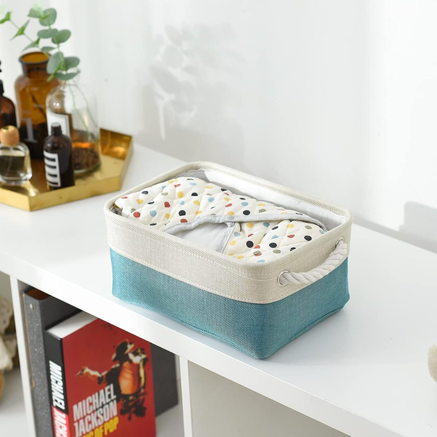 TheWarmHome Fabric Storage Bin with Handles,Storage Basket for Home Storage and Organization, Shelf