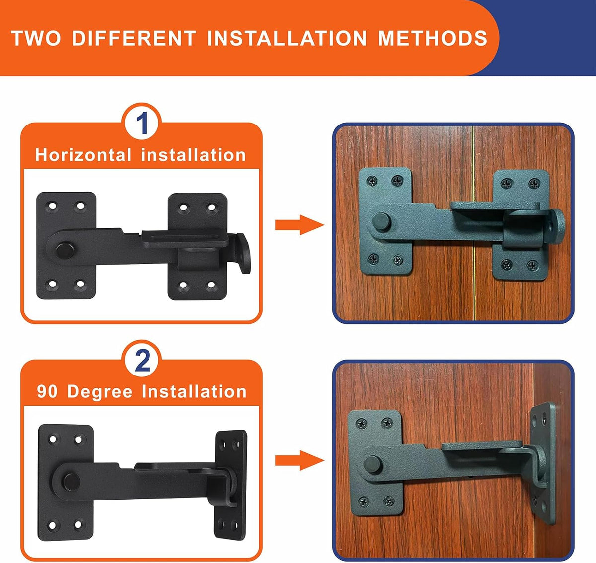 2PCS Flip Latch Lock,90 Degre Heavy Duty Gate Latch with Padlock Hole,Safety Door Bolt Latch