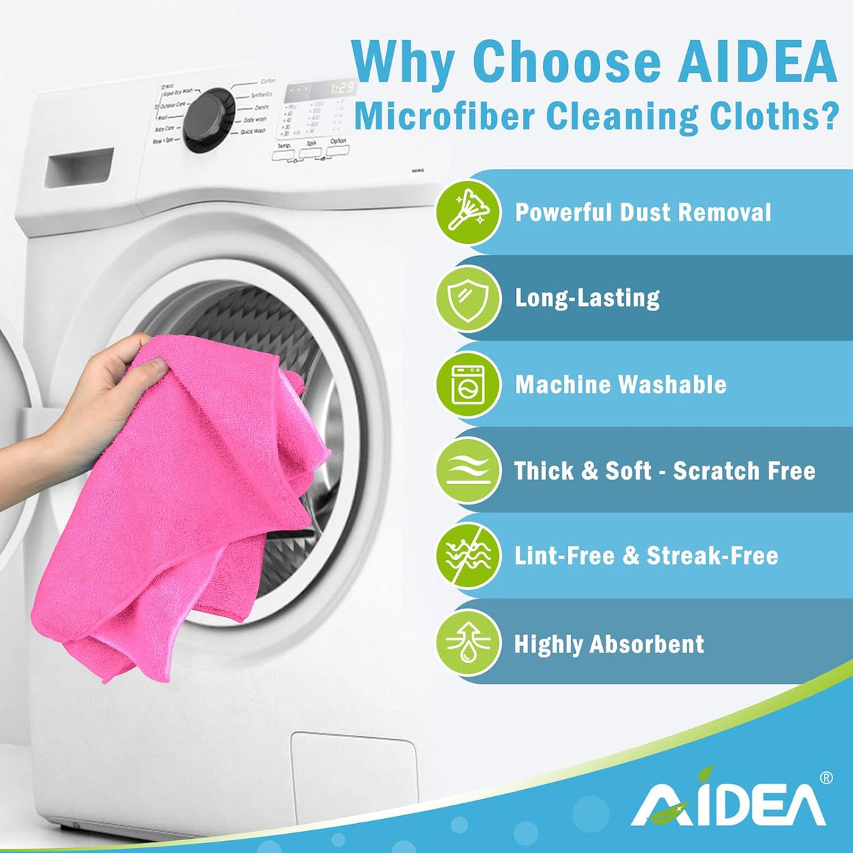 AIDEA Microfiber Cleaning Cloth-12PK, Soft Microfiber Towels for Cars, Absorbent Cleaning Rags