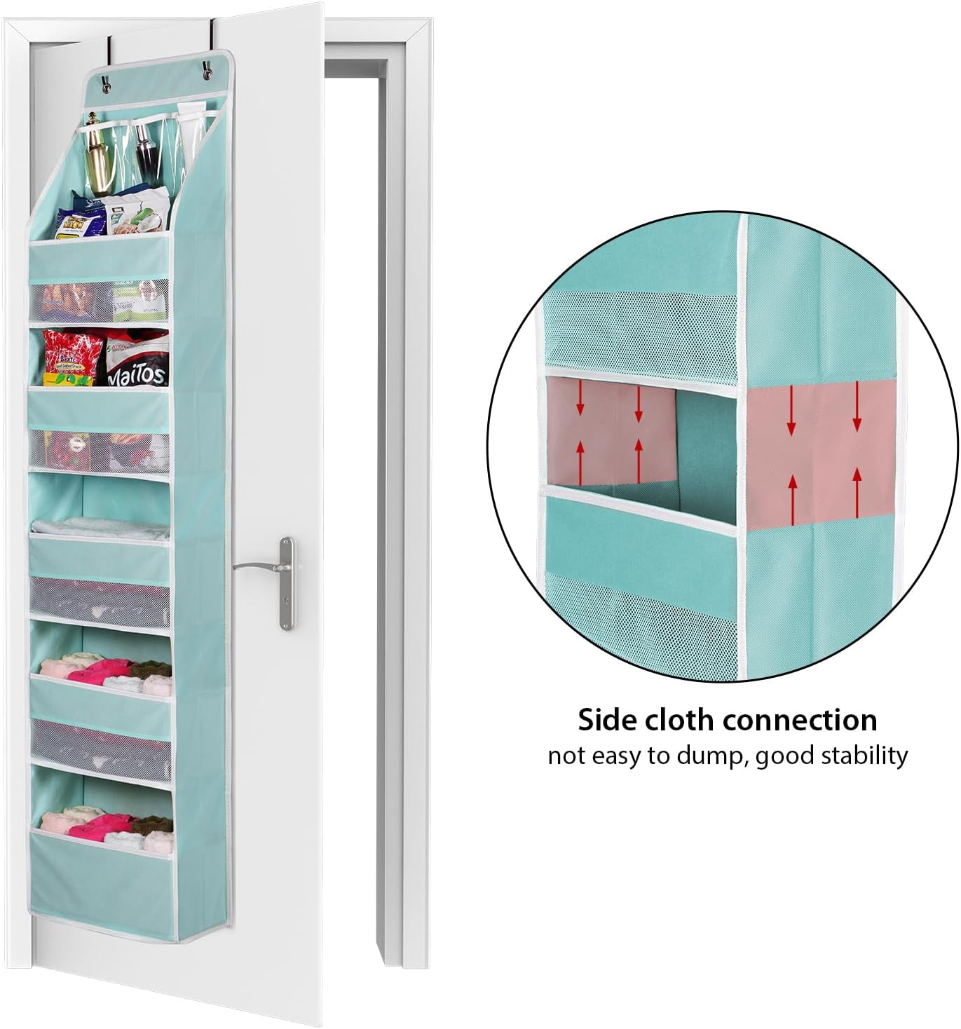 Univivi 6-Shelf Over Door Hanging Organizer Fabric Baby Door Storage with 5 Large Pockets and 3