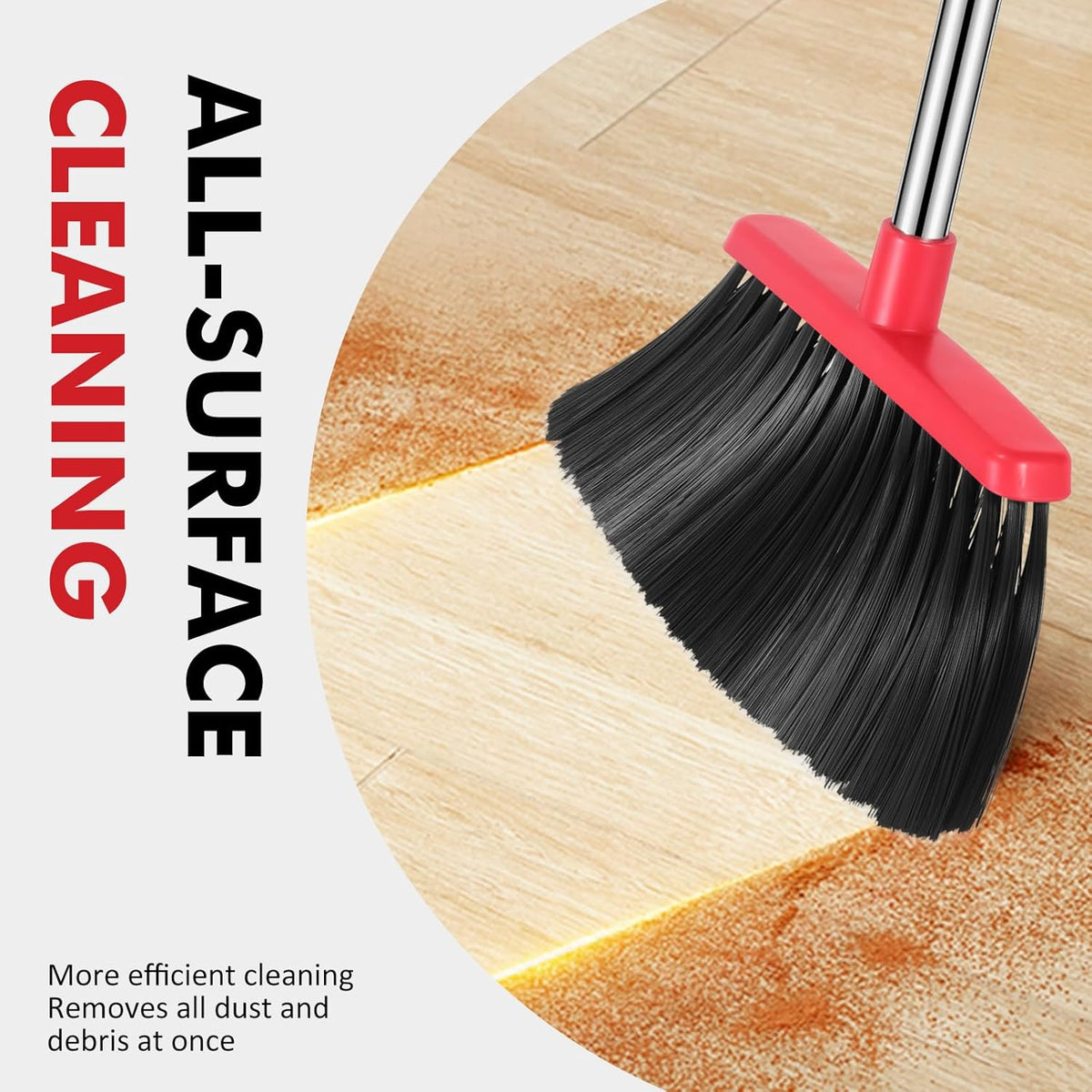 Heavy Duty Broom, 55 Inch Long Handle Outdoor Large Angle Brooms, Commercial Broom for Sweeping