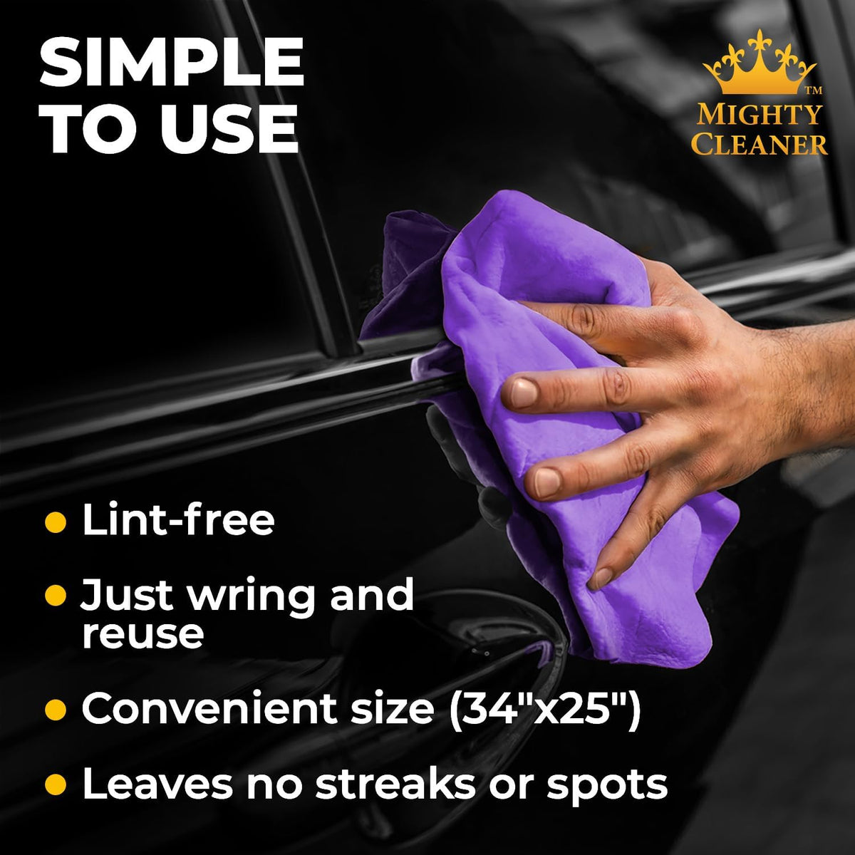 Premium XL Shammy Towel for Car - 34”x25” - Super Absorbent Chamois Cloth - Spots & Scratch-Free