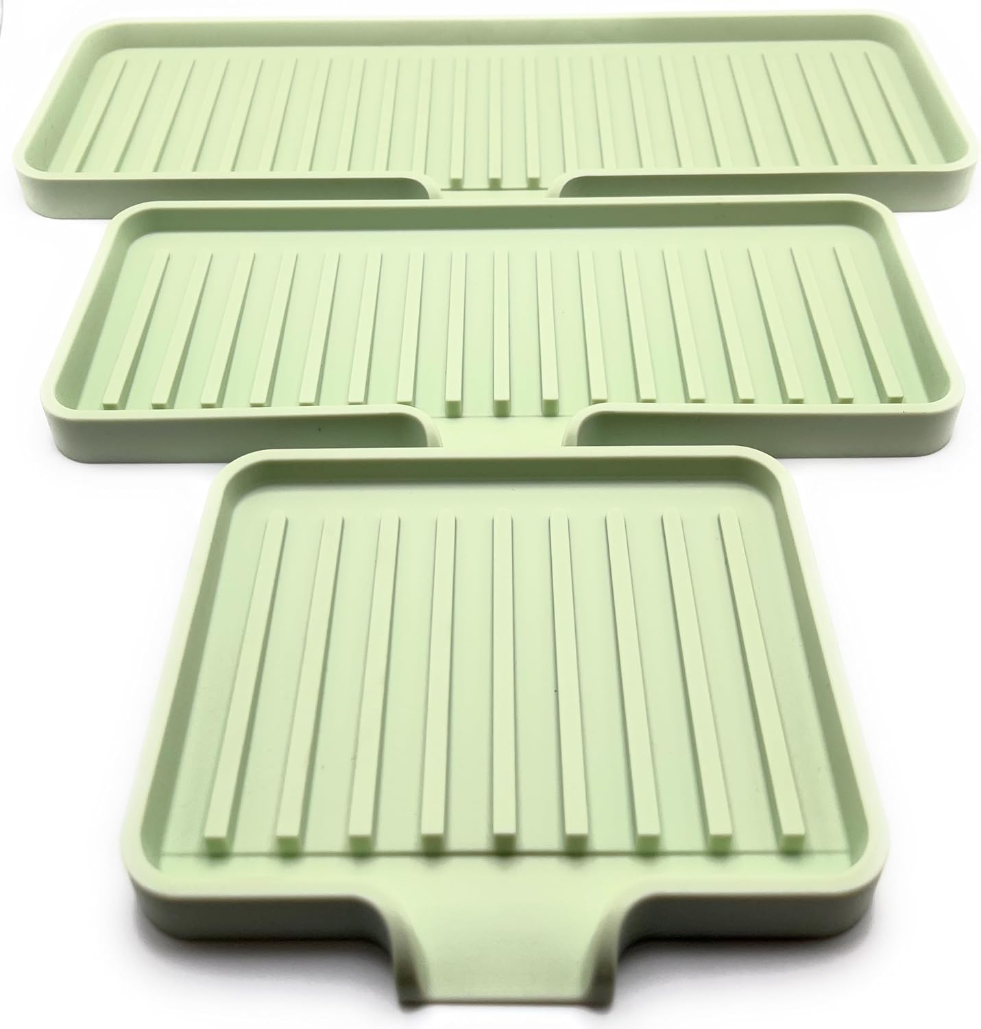 Happitasa Silicone Soap Dish Tray and Sponge Holder with Drain Chute, Pack of 2 | Bathroom and