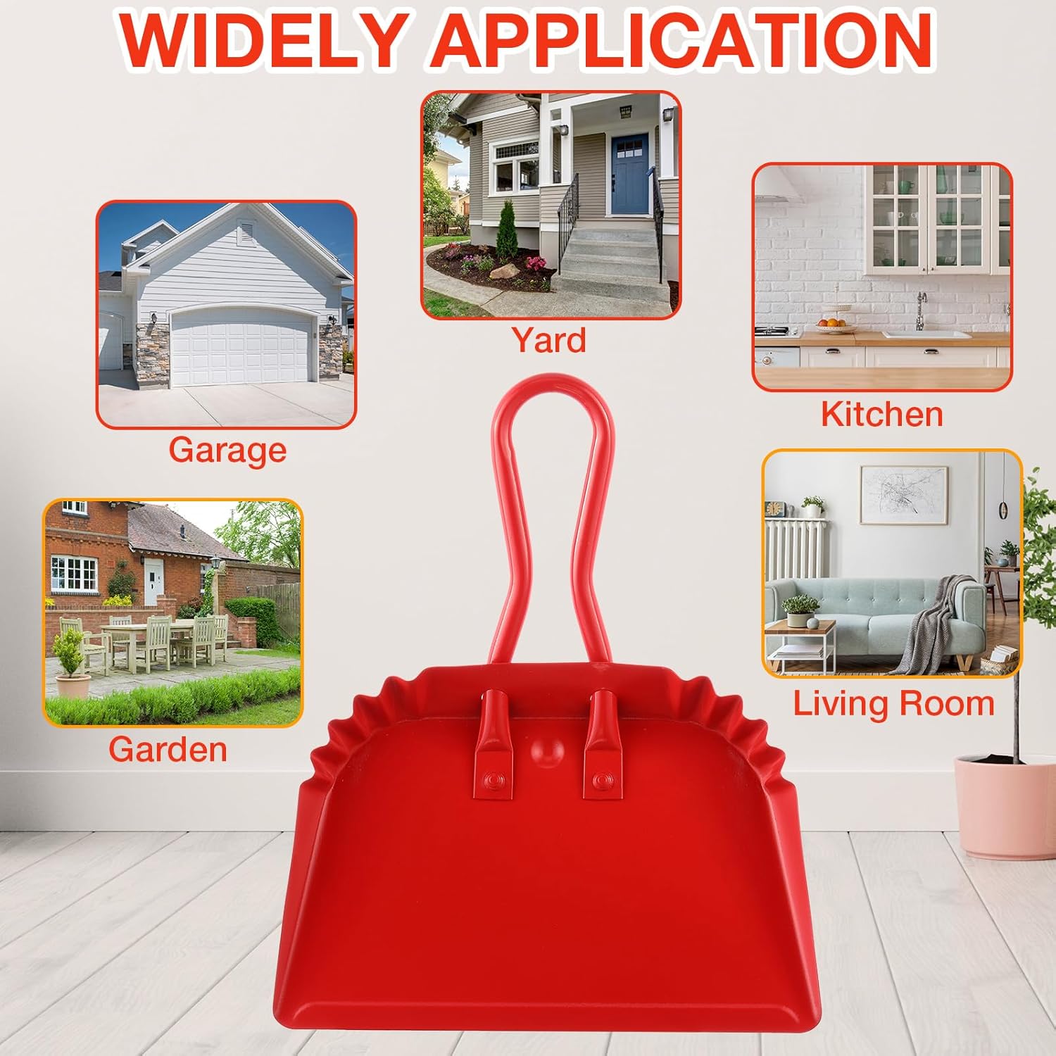 Mumufy 4 Pack 12 inch Heavy Duty Metal Dustpan Large Wide Dust Pans for Household Handheld Wide