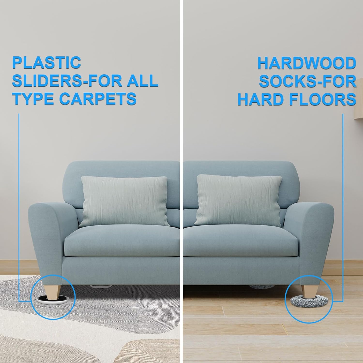 New Upgrade Furniture Sliders, Multi-Surface 3-in-1 Furniture Movers Sliders, Round Moving Pads