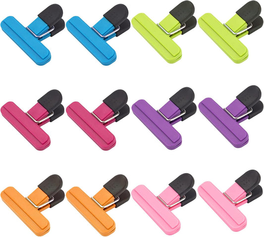 Chip Clips, 12 Pack Food Clips, Snack Bag Clip, Plastic Heavy Duty Seal Grips for Food Storage