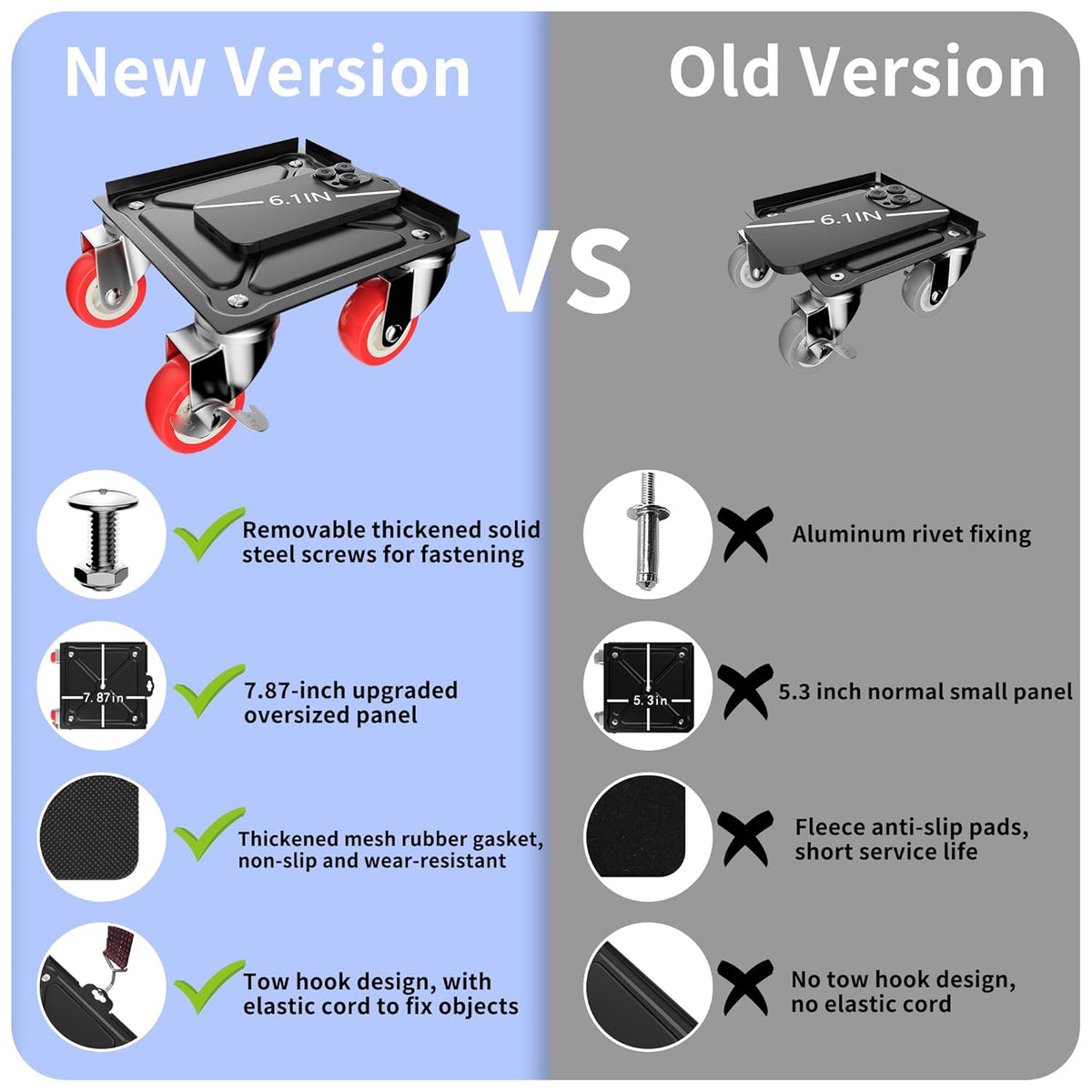 MYUEA【Upgrade Large】 Furniture Dolly,Furniture Movers with 5 Wheels,Carbon Steel Panel Heavy Duty