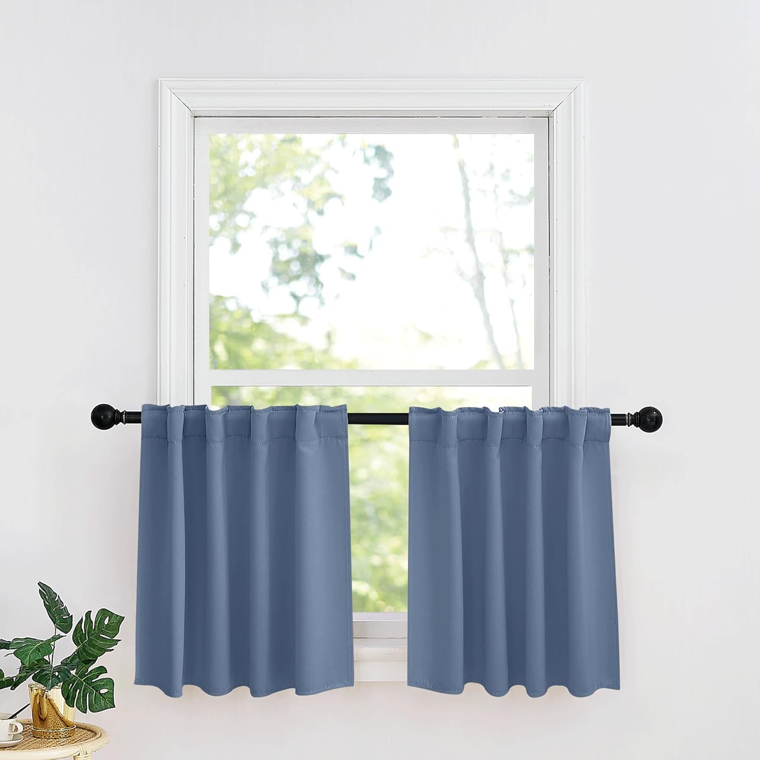 RYB HOME Kitchen Window Curtains - Blackout Privacy Half Window Curtains for Bedroom Bathroom