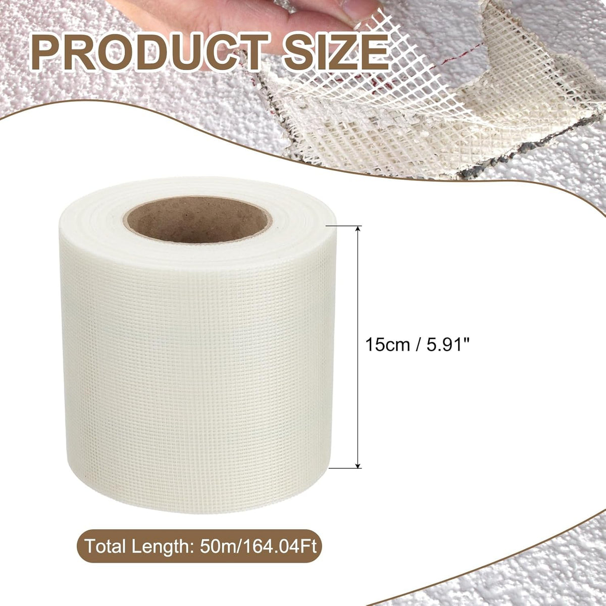 PATIKIL Drywall Repair Mesh Tape, 6 inch x 164 ft Fiberglass Repair Patch Self-Adhesive Dry Wall