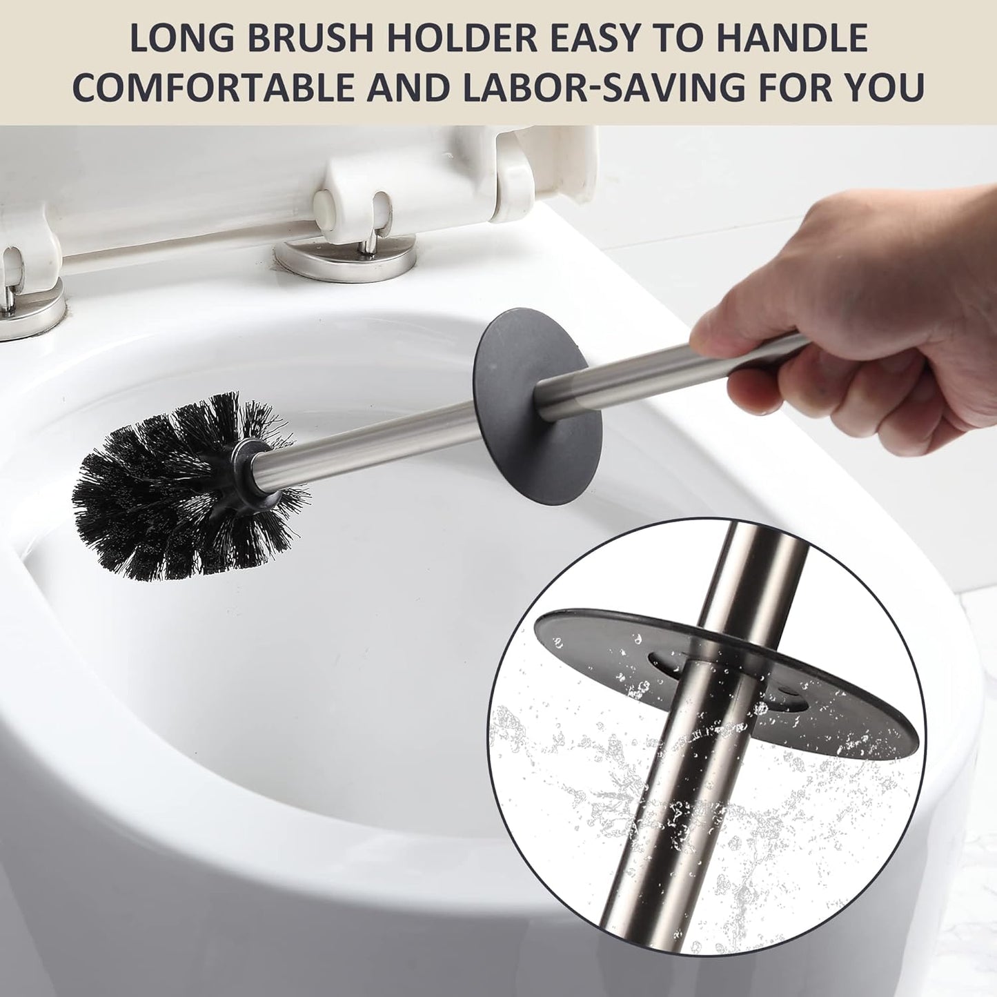 BGL Toilet Brush Holder Freestanding,Brushed Nickel,304 Stainless Steel,SUS304 Toilet Bowl Brush