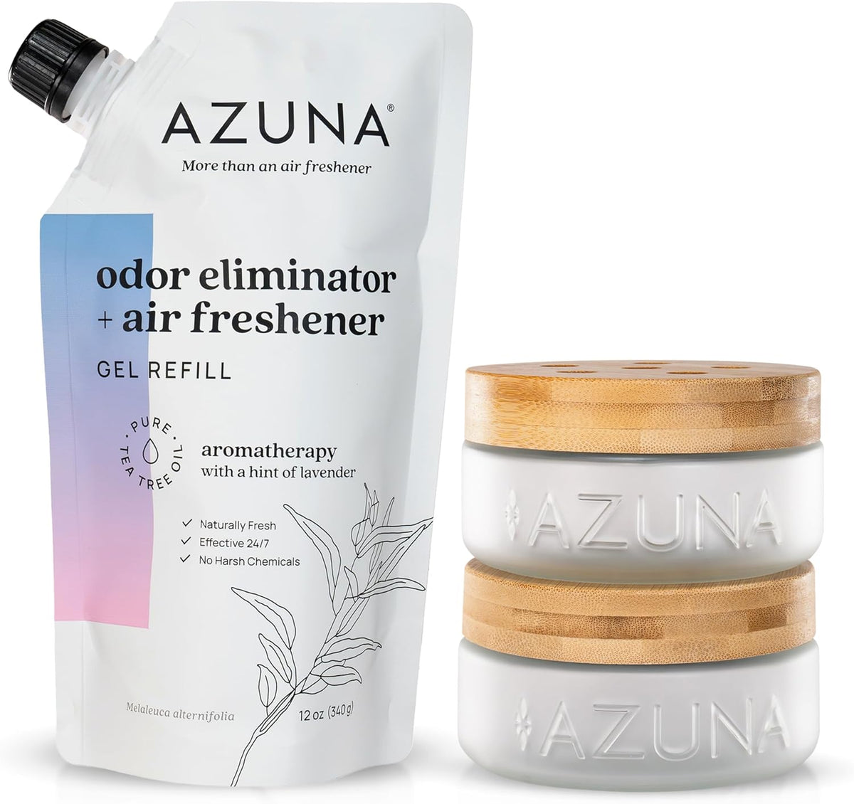 Azuna Air Freshener & Odor Eliminator for Strong Odor | 2 Room Kit Includes (2) 8 oz. Empty Luxe