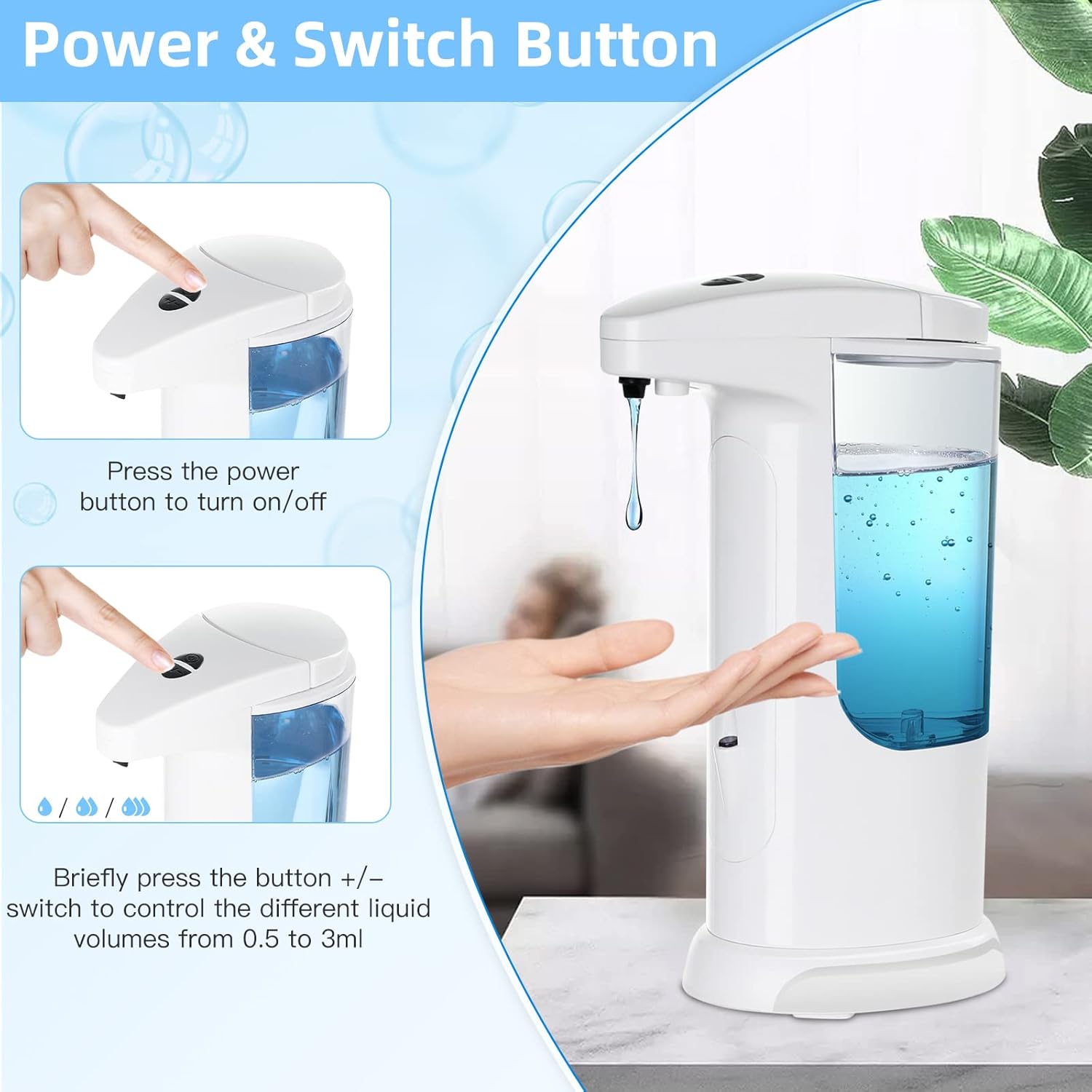 Automatic Soap Dispenser 400ml/13.5oz,Clear High Capacity Touchless with Infrared Sensor,HandsFree