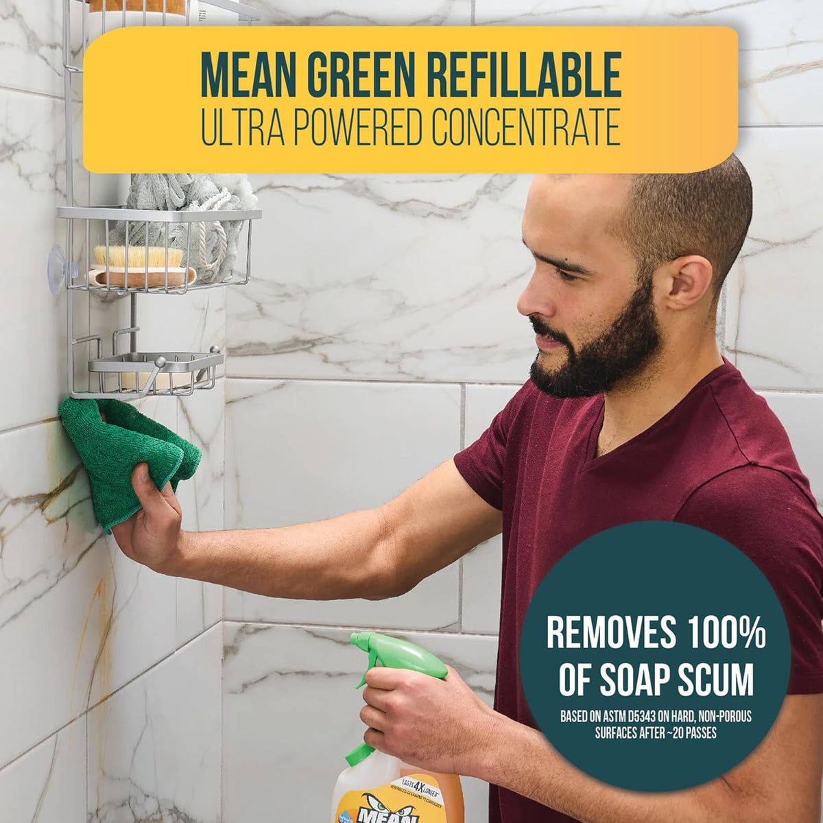 Mean Green Refillable Ultra Powered CONCENTRATE Bathroom Cleaner, Tropical Breeze, 14.3 Ounce
