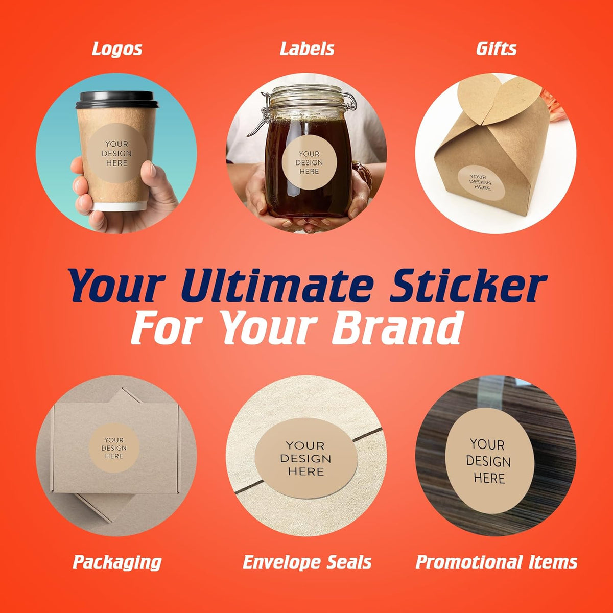 100 Custom Vinyl Stickers - Upload Your own Image, Text, Design, Logo - Personalized Logo Labels