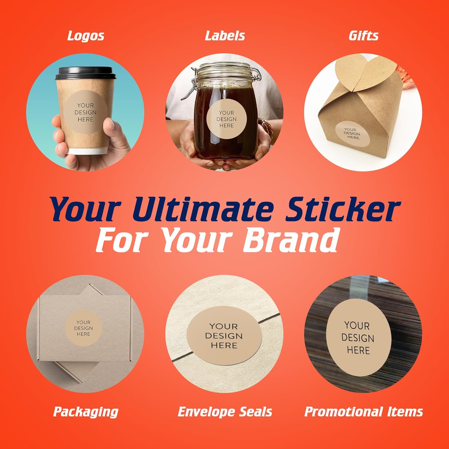 100 Custom Vinyl Stickers - Upload Your own Image, Text, Design, Logo - Personalized Logo Labels