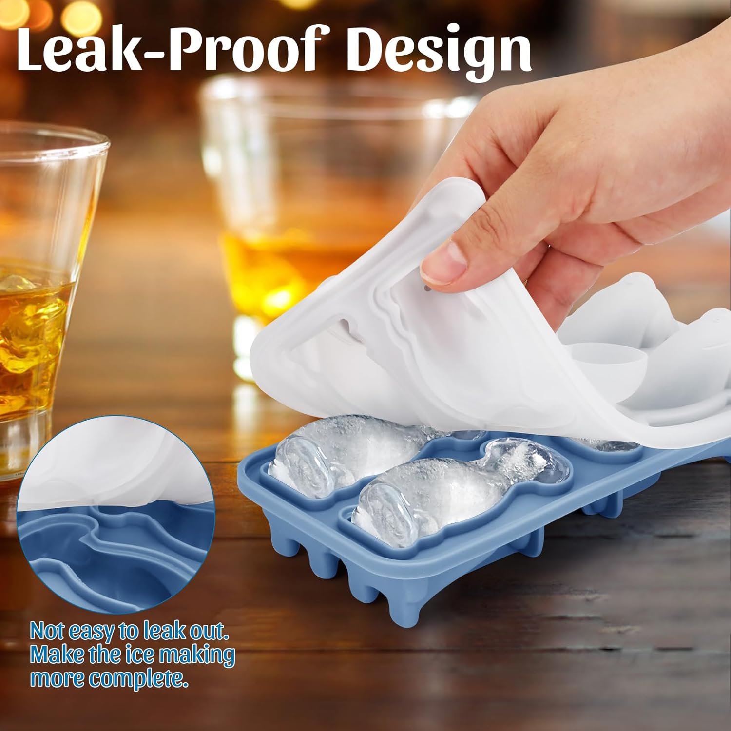 Silicone Ice Cube Tray,Golden Retriever 3D Large Ice Cube Molds for Whiskey,Cocktails,Wine,Juice