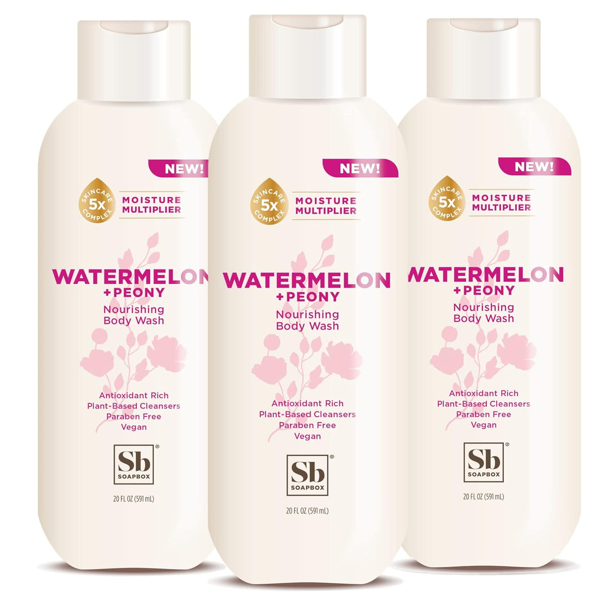 Soapbox Body Wash, Watermelon + Peony Body Wash for Women, Men, Vegan & Antioxidant Rich