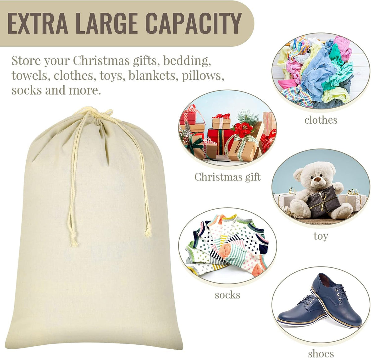 12 Pieces 28" x 36" Canvas Laundry Bags Bulk Large Cotton Laundry with Drawstring Heavy Duty Hamper