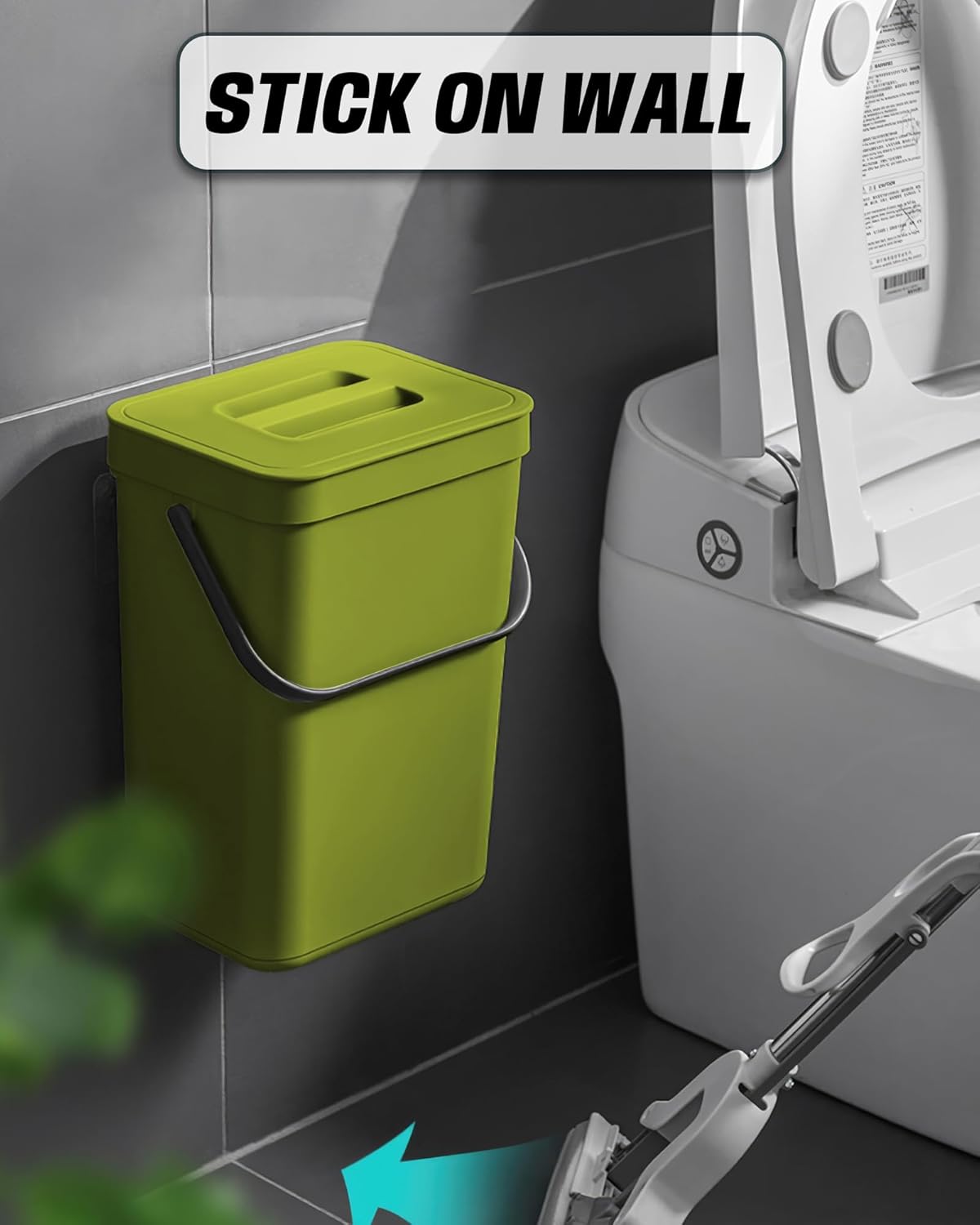 Kitchen Compost Bin - 3.2 Gallons Hanging Trash Can with Lid for Kitchen Bathroom, Under Sink Trash