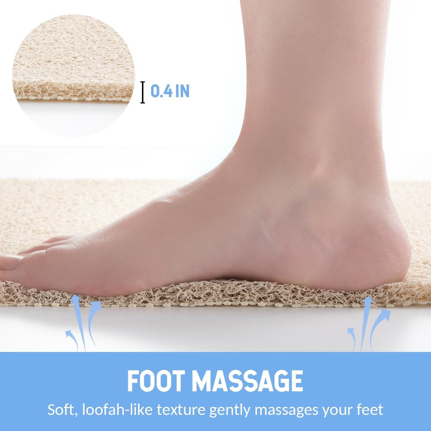 Non-Slip Bathtub Mat, Anti Slip Shower Mat, Fast Drying Bathtub Mats, Foot Scrubber Mat, Anti Slip