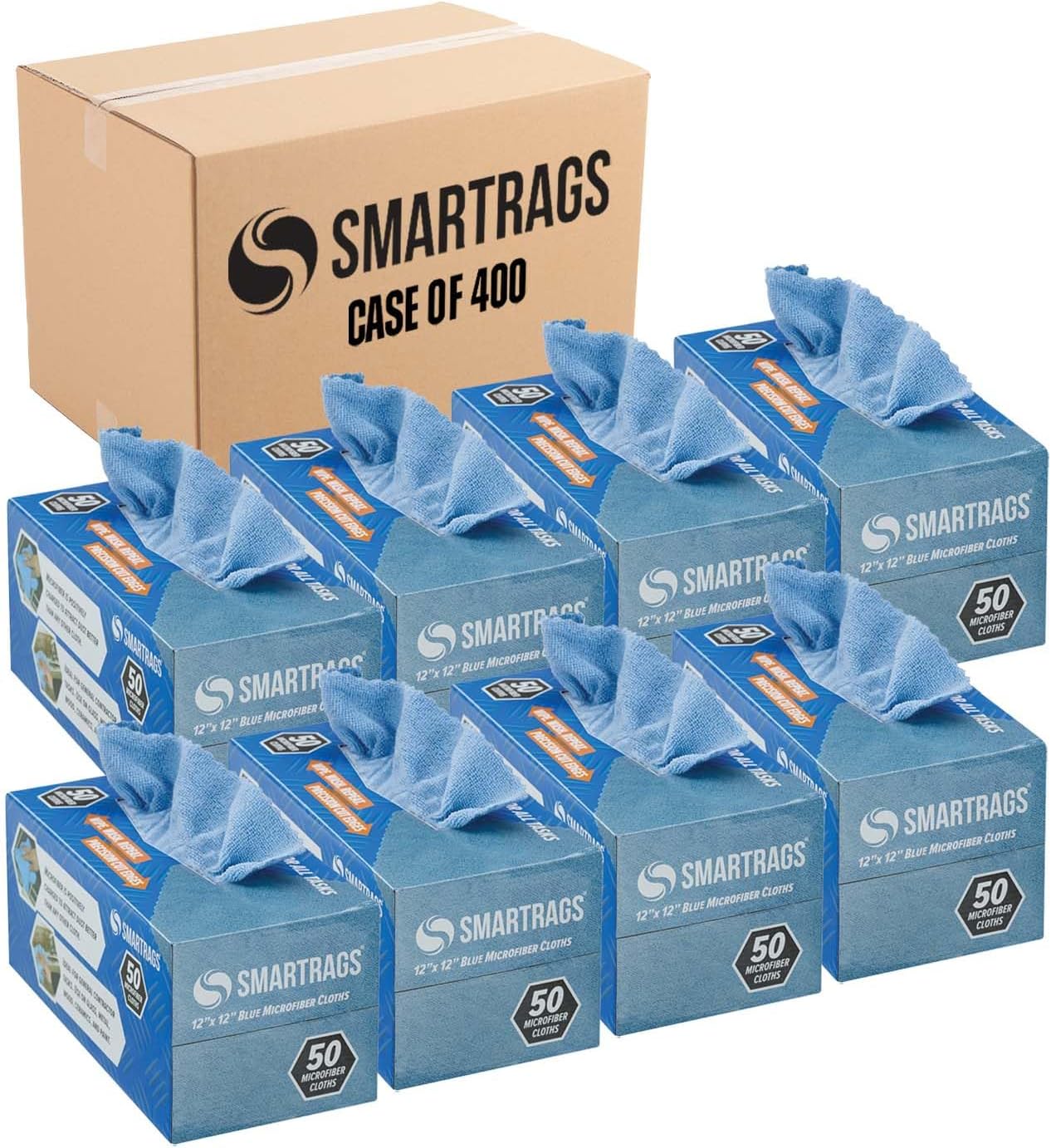 Arkwright Smart Rags in Box - (Bulk Case of 400) Lint Free Microfiber Cleaning Cloth, Scratch &