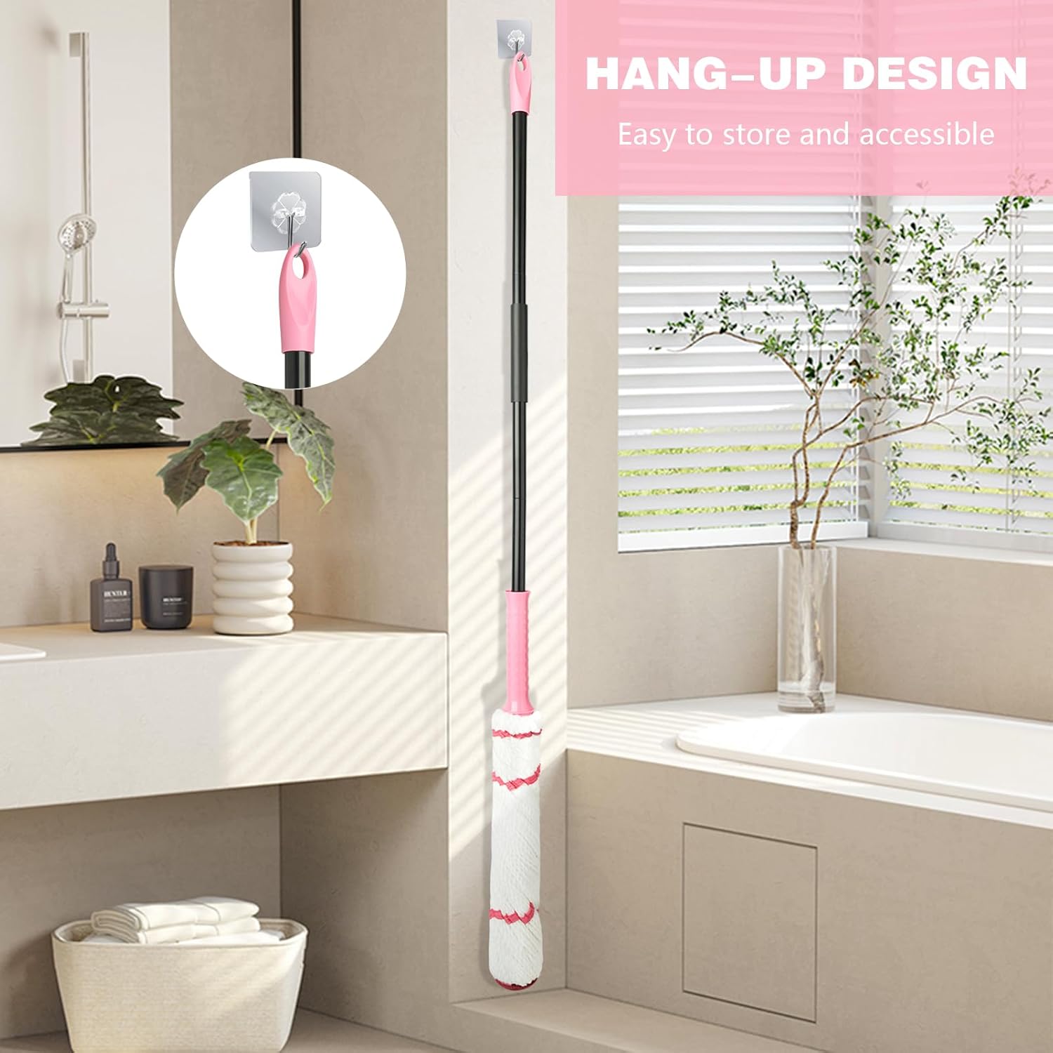 Self-Wringing Twist Mop for Floor Cleaning, 57” Long Handle Heavy Duty Microfiber Mop for Wet