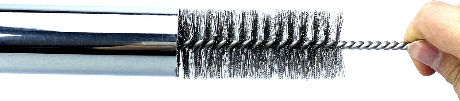 Pipe Cleaning Brush Set Stainless Steel Bristles, 8 Piece Variety Pack for Auto Parts, Bottles