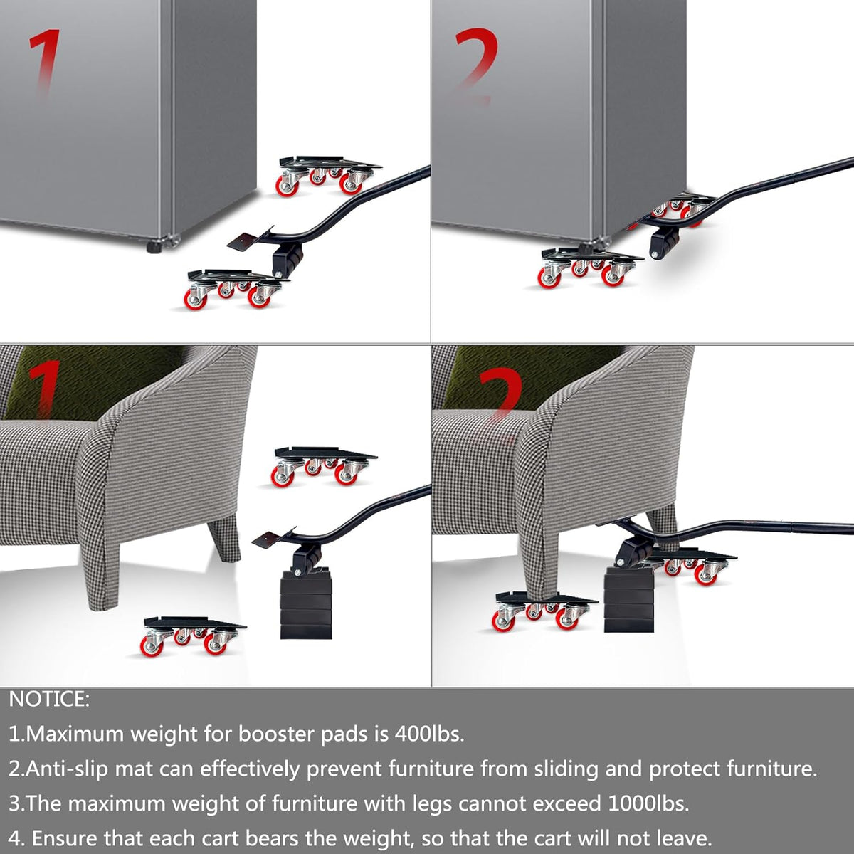 Furniture-Dolly-Furniture-Movers with-5-Wheels, Furniture Sliders Lifters Tool Set for Moving Heavy