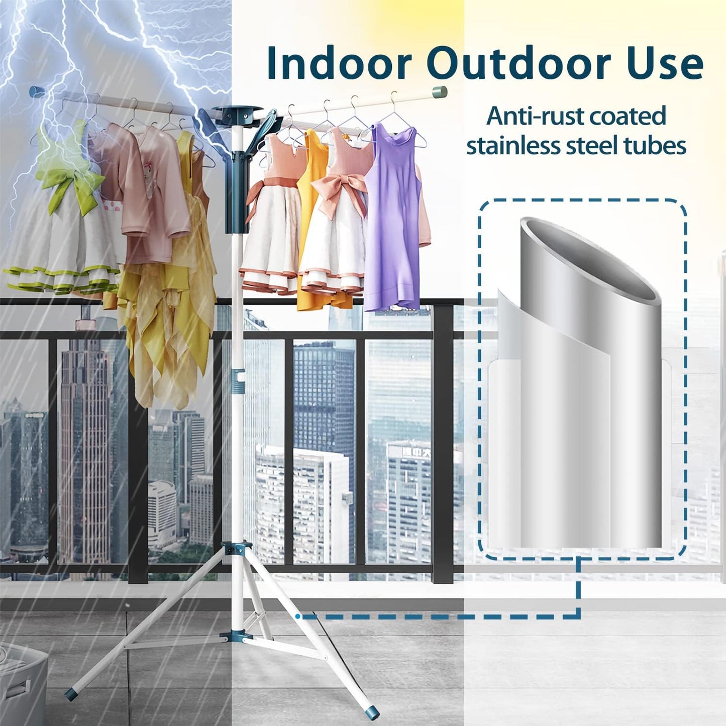 JAUREE Tripod Clothes Drying Rack Folding Indoor, Portable Drying Rack Clothing and