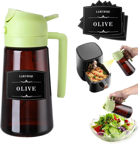2-in-1 Glass Oil Dispenser & Sprayer - 16oz/470ml Leakproof Olive Oil Sprayer Bottle for Cooking