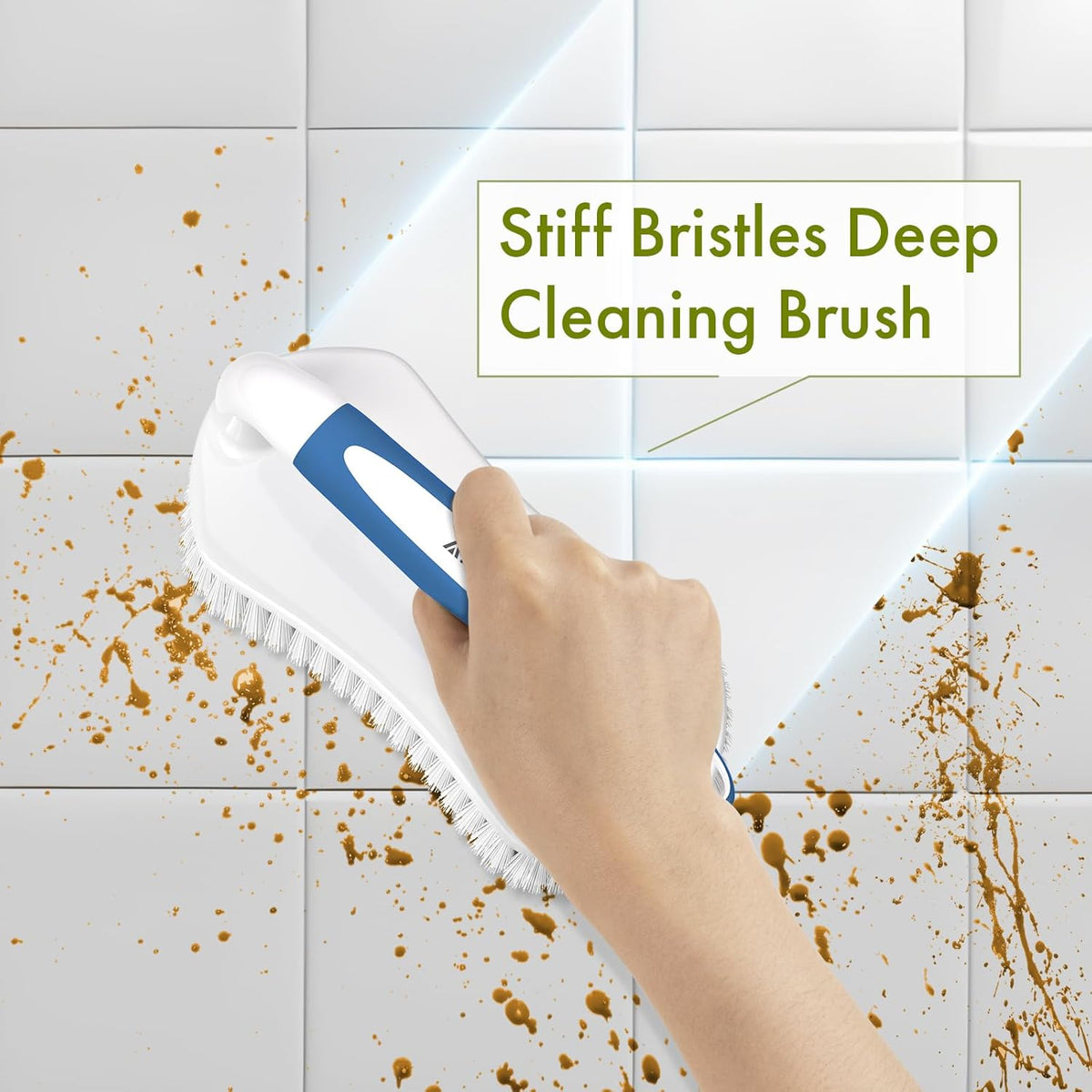 Amazer Scrub Brush for Cleaning Comfort Grip Shower Scrubber Flexible Stiff Bristles with Handle