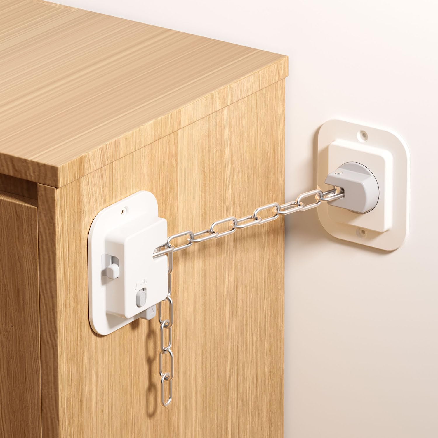 YEYA Anti-Tip No Drill Furniture Anchor with 3M Adhesive 10" Adjustable Straps, Baby Proofing Wall