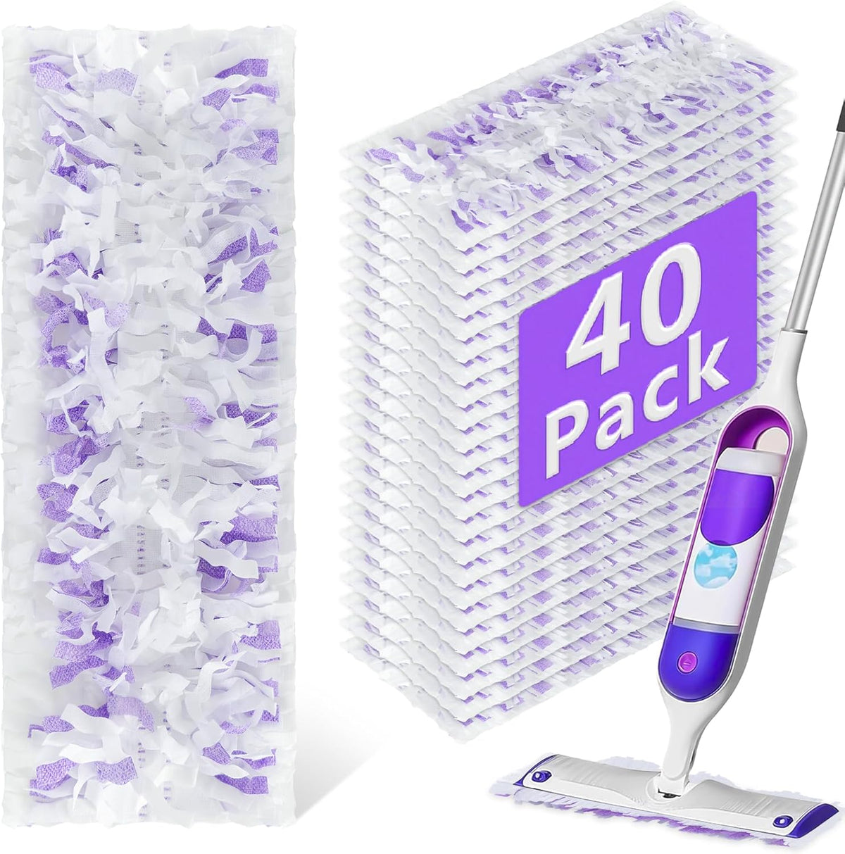 40 Pack Disposable Power Mop Refills Pads Compatible with Swiffer Power Mop,Spray Wet Pads