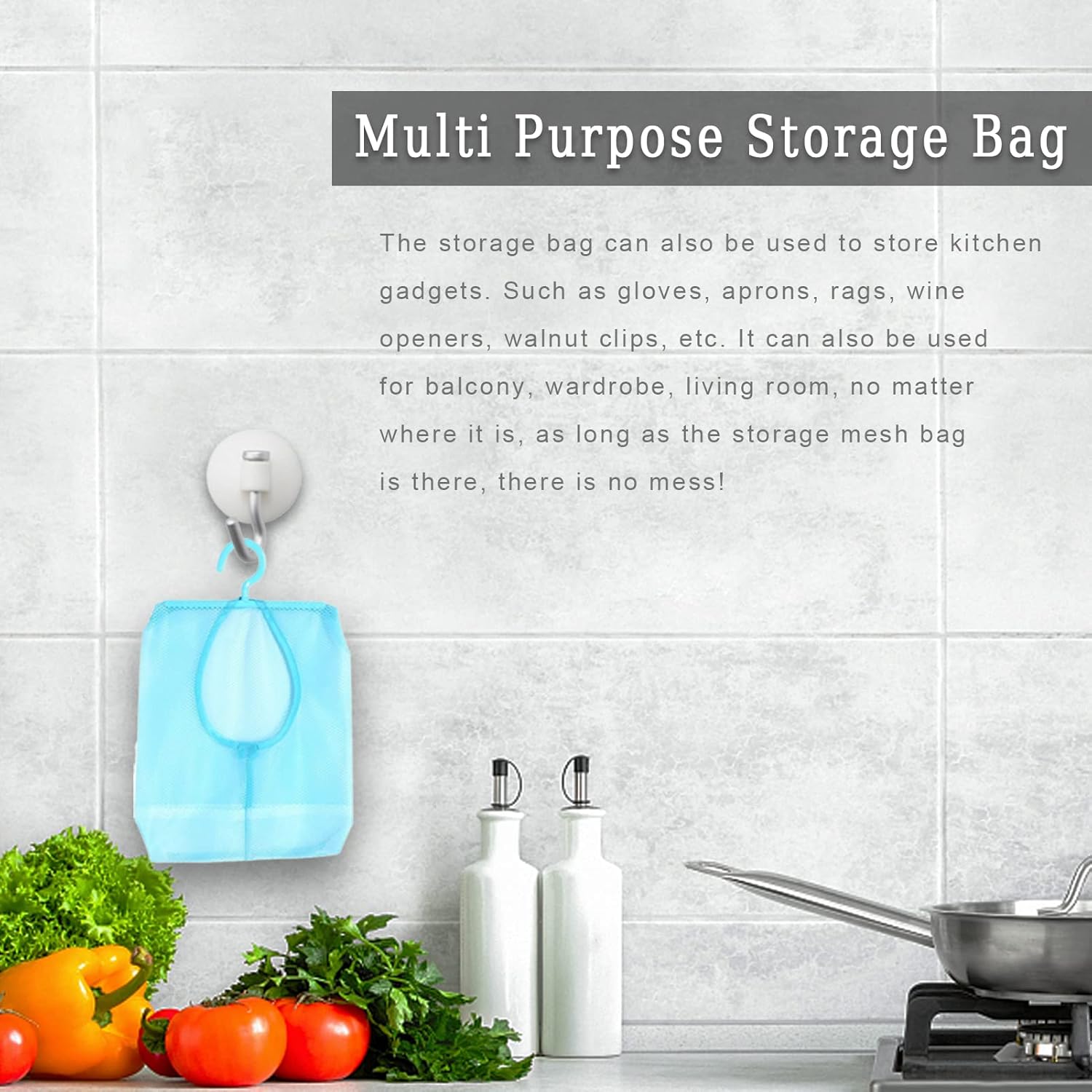 Clothespin Bag, Multi Purpose Hanging Mesh Storage Bag Clothespin Bag with Hanger for Socks
