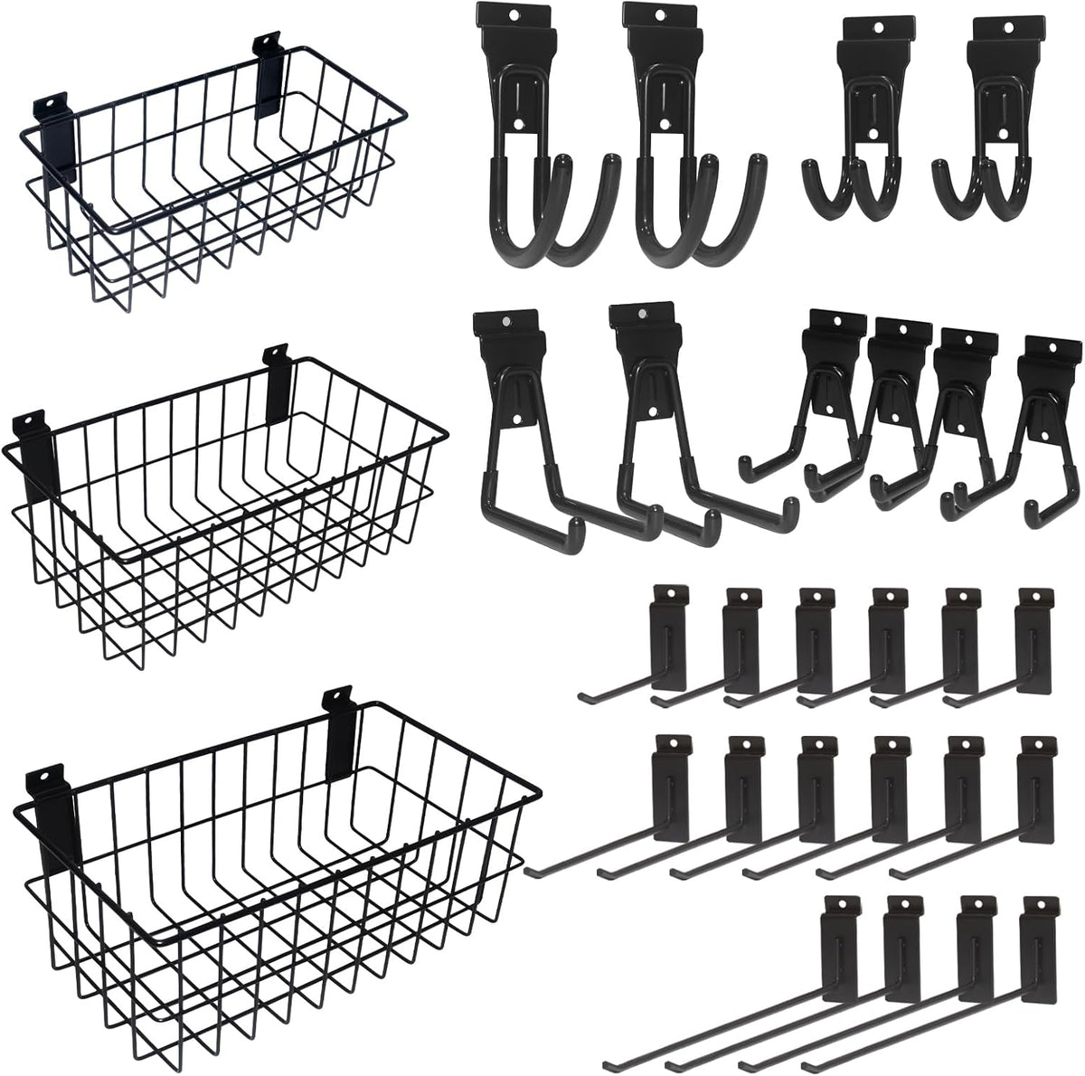 NeatiEase 29 PCS Slatwall Accessories Kit for Garage Rooms Shops Storage, Slat Wall Accessory