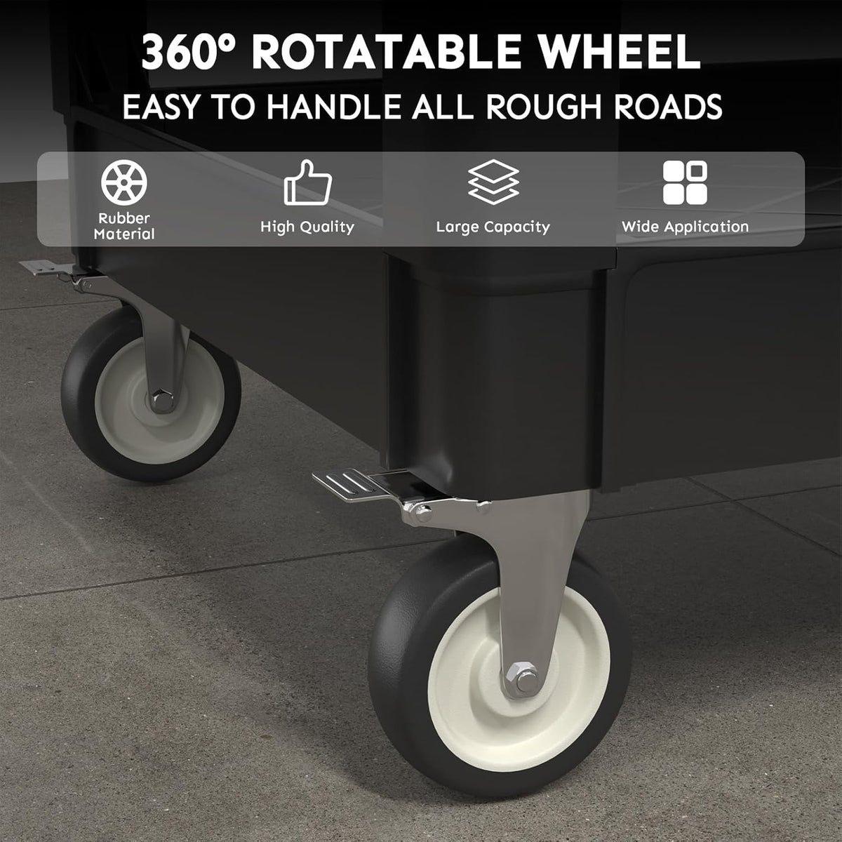 Utility Cart on Wheels, 1000 lbs Capacity Rolling Service Cart, 45 x 25 Inch Work Carts, 2 Shelf