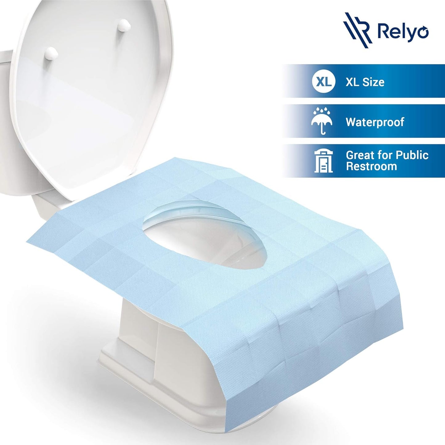 20 Pack XL Disposable Toilet Seat Covers – Waterproof Toilet Cover Sheets with Adhesive Tabs for