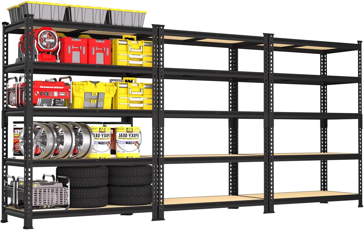 PrimeZone 35.5" x 12" x 72" Heavy Duty Storage Shelves - 5 Tier Adjustable Garage Storage Shelving