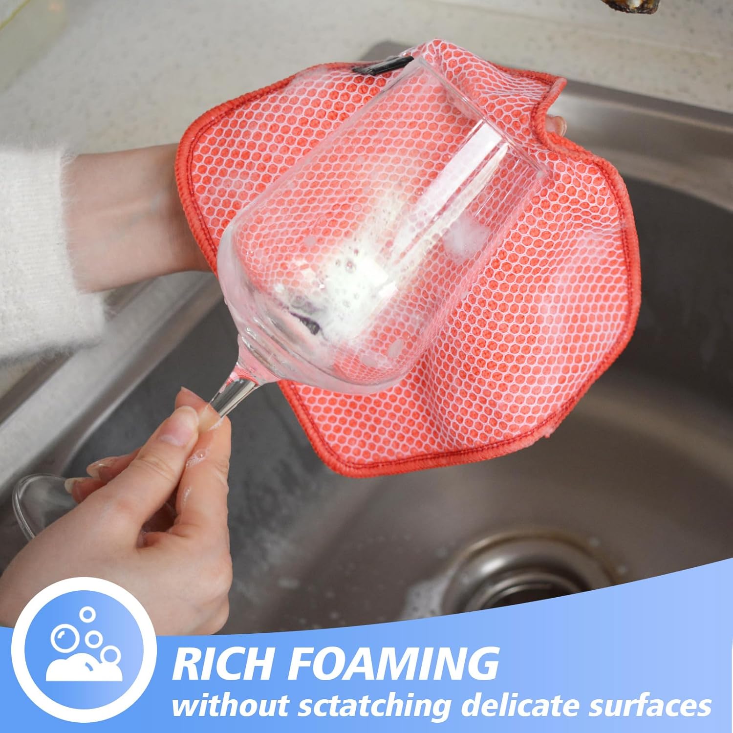 KinHwa Kitchen Washcloths for Dishes Absorbent Microfiber Dish Cloths Quick Dry Dish Rags with Poly