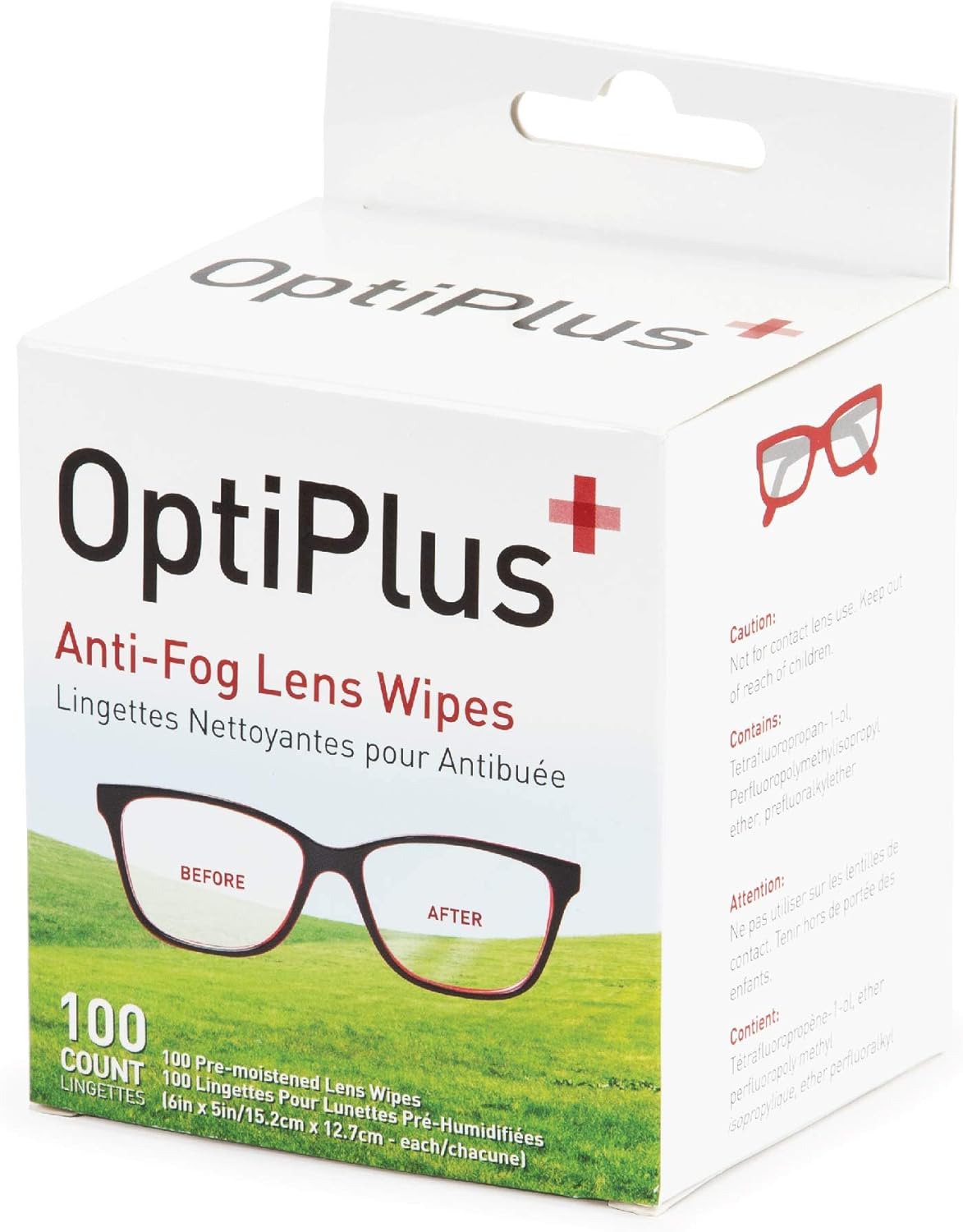 OptiPlus Anti Fog Pre-Moistened Cleaning Wipes for Glasses, Screens, Lenses - Quick-Dry