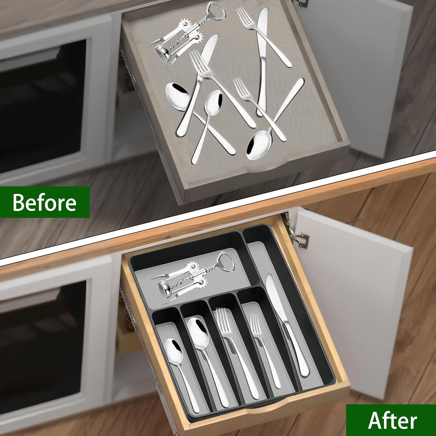 Silverware Organizer Utensil Organizer Holder Kitchen Drawer Organizer Plastic Silverware Tray for
